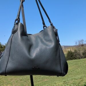 Coach Green Edie Leather Women's Shoulder Bag With Gunmetal Accent & Turnlock